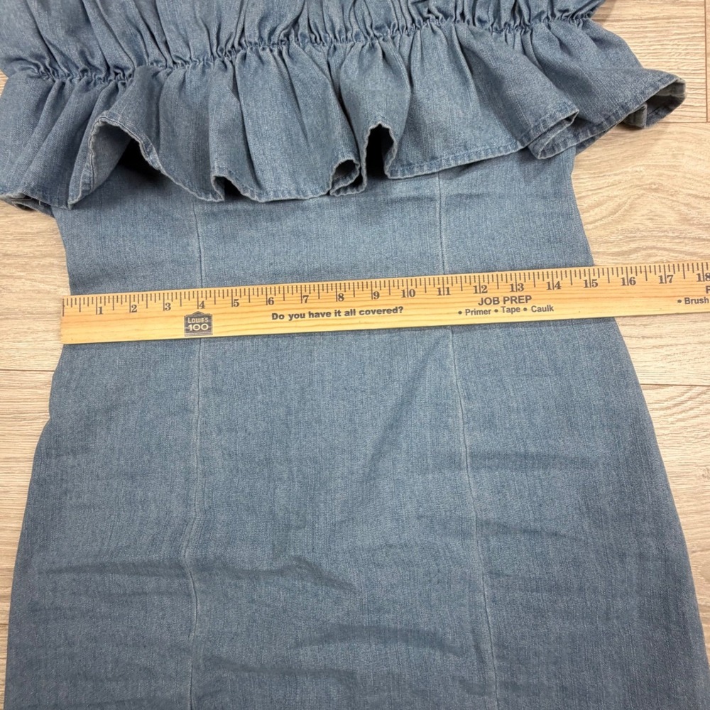 DO+BE Blue Strapless Ruffle Denim Mini Dress - Picture 8 of 10